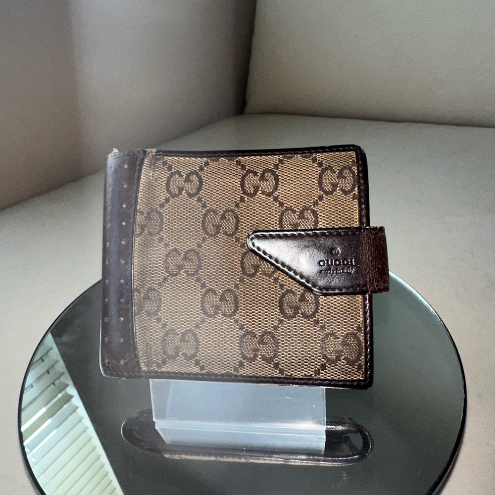Gucci Monogram Brown Leather and Canvas Men’s Bifold Wallet